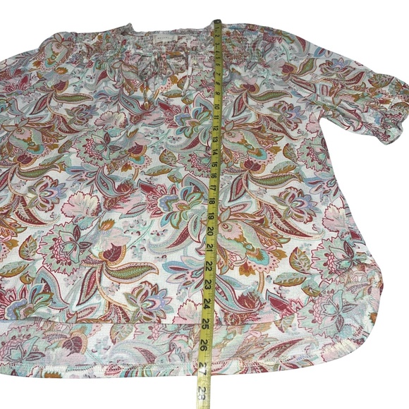 Melloday Women's Boho Floral Gauzy 3/4 Sleeve Blouse Sz L - Picture 7 of 12